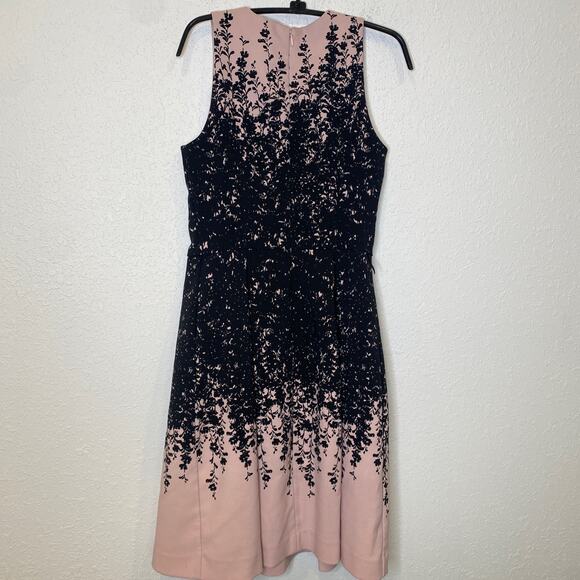 Luxe by Carmen Marc Valvo Midi Fit & Flare Dress Sz 4 Pink Black - Picture 7 of 16